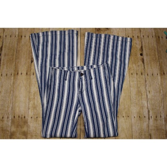 Free People Retro Striped Flare Leg jeans boho - Picture 4 of 15